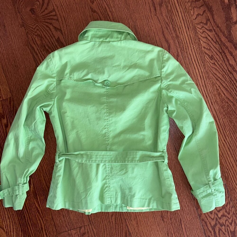 Talbots Stretch Pea Coat Jacket Size 8 Tie Waist Pistachio Size Medium - Picture 7 of 15